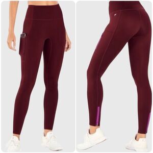 Fabletics Trinity High Waist Leggings in Black Cherry/Orchid Purple | Small